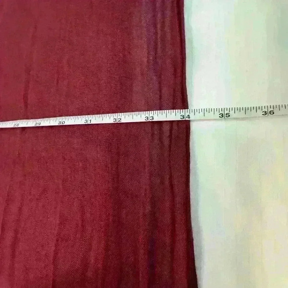 RN135014 burgundy cream micro striped three scarf in one paneled fall cool - Picture 6 of 9